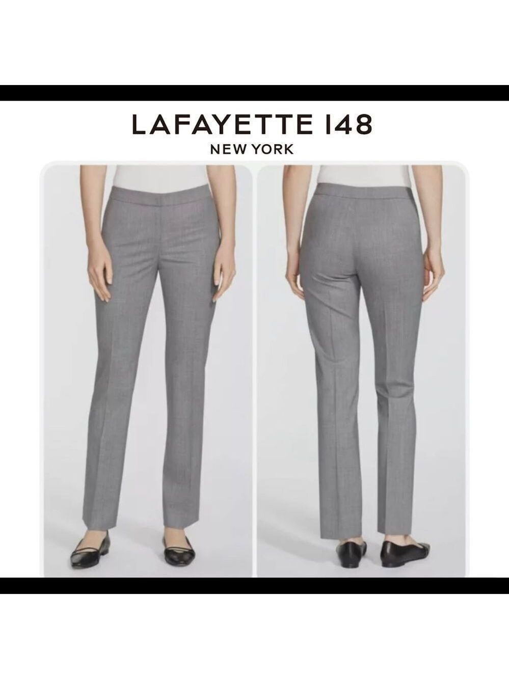 Lafayette 148 New York NWOT Gray Barrow straight Leg trousers Sz 4